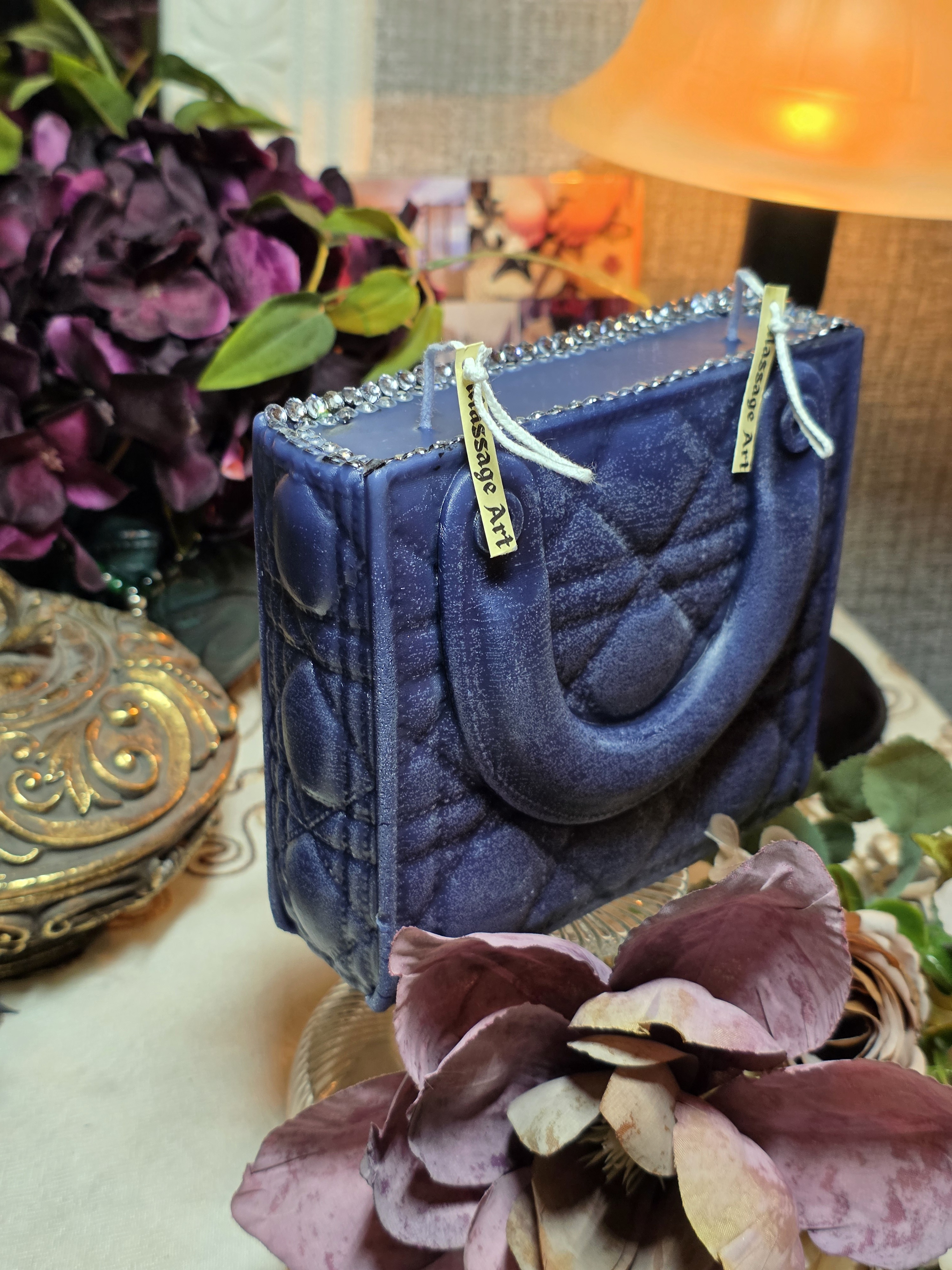 Handcrafted massage candle: L'Imaginaire" Haute Couture Designer Handbag Soy Candle