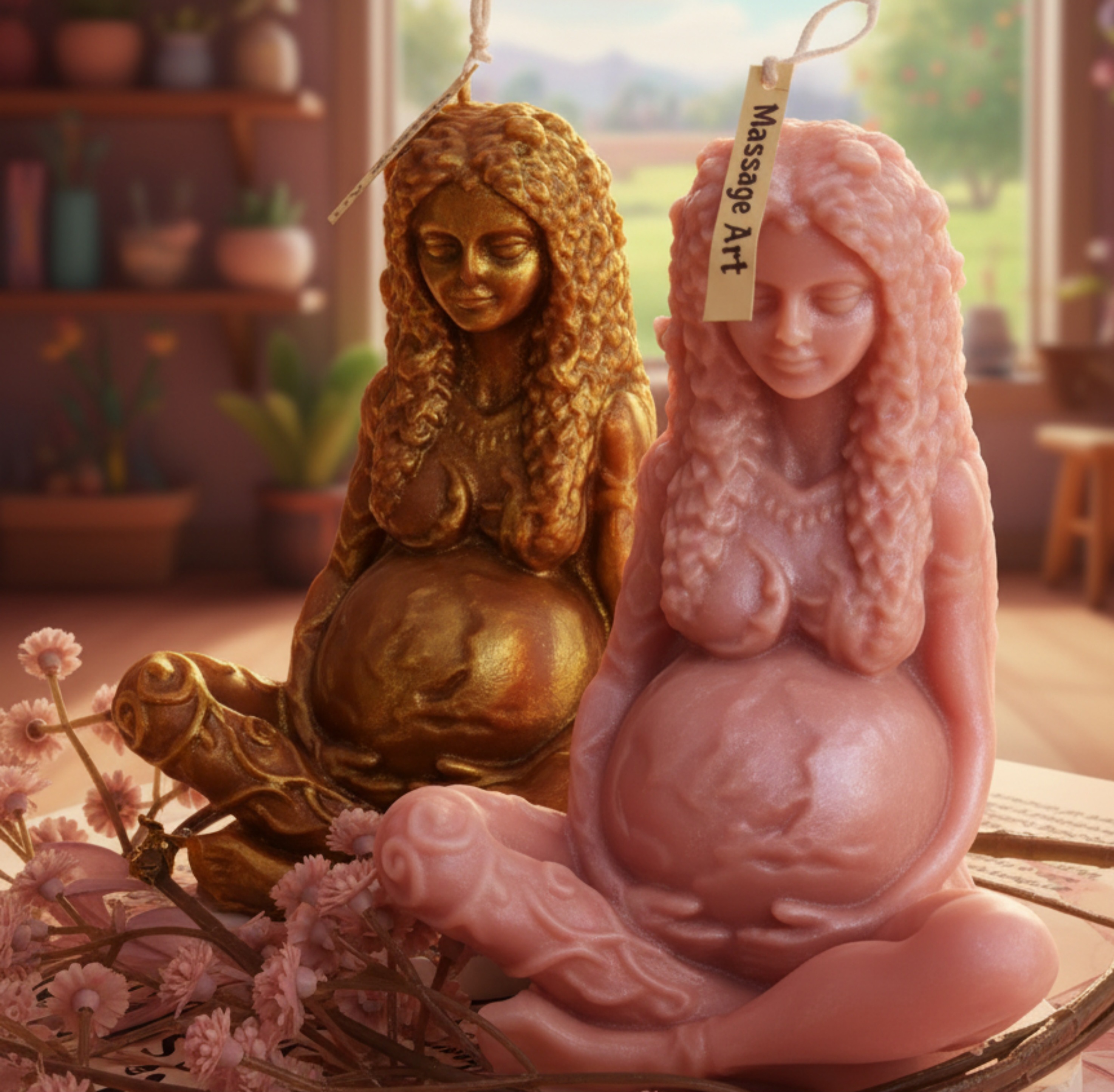 Handcrafted massage candle: The Gaia Mother: Goddess of Creation & Fertility Candle