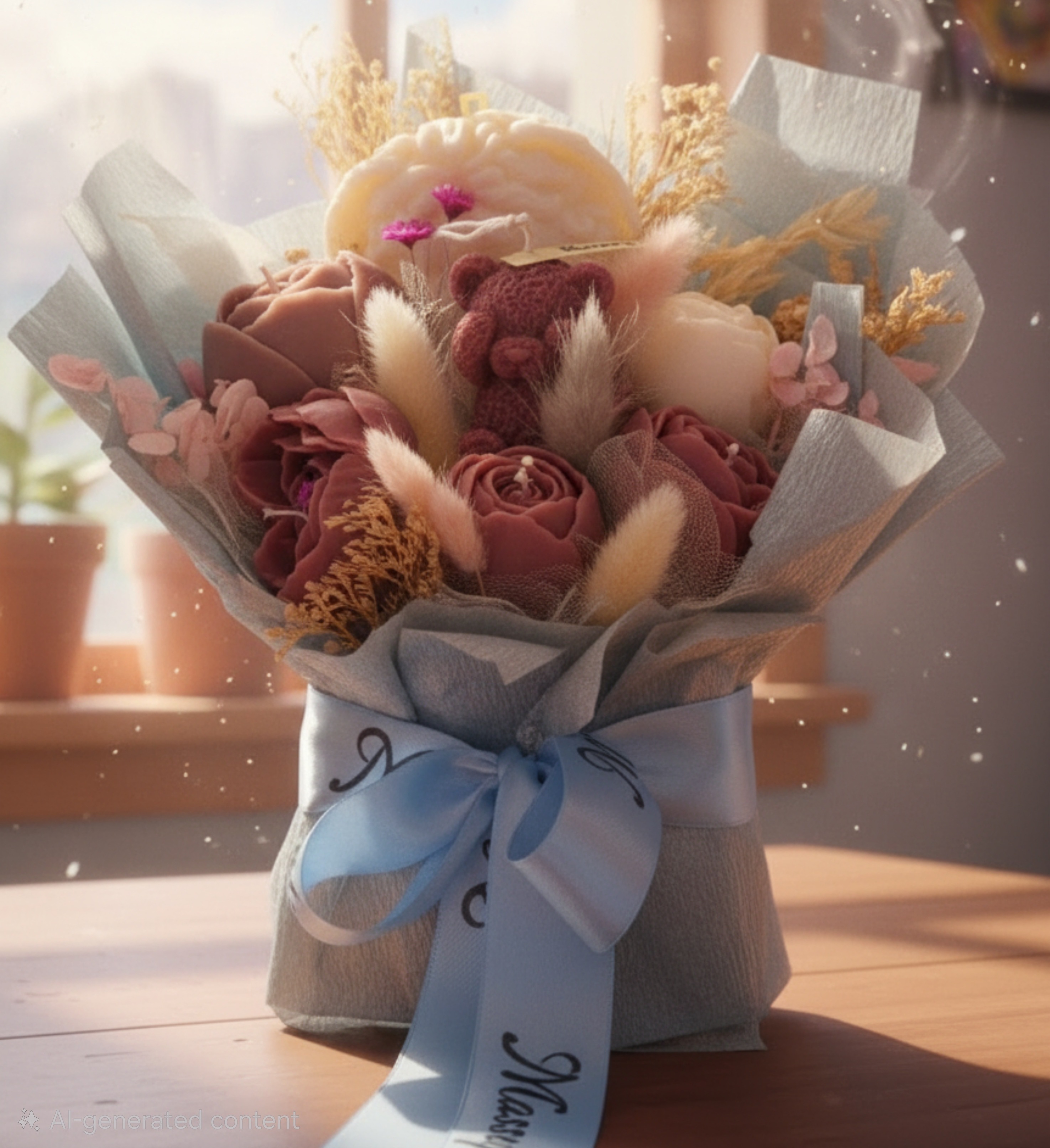 Handcrafted massage candle: Handcrafted Candle Bouquet – Beauty That Never Fades