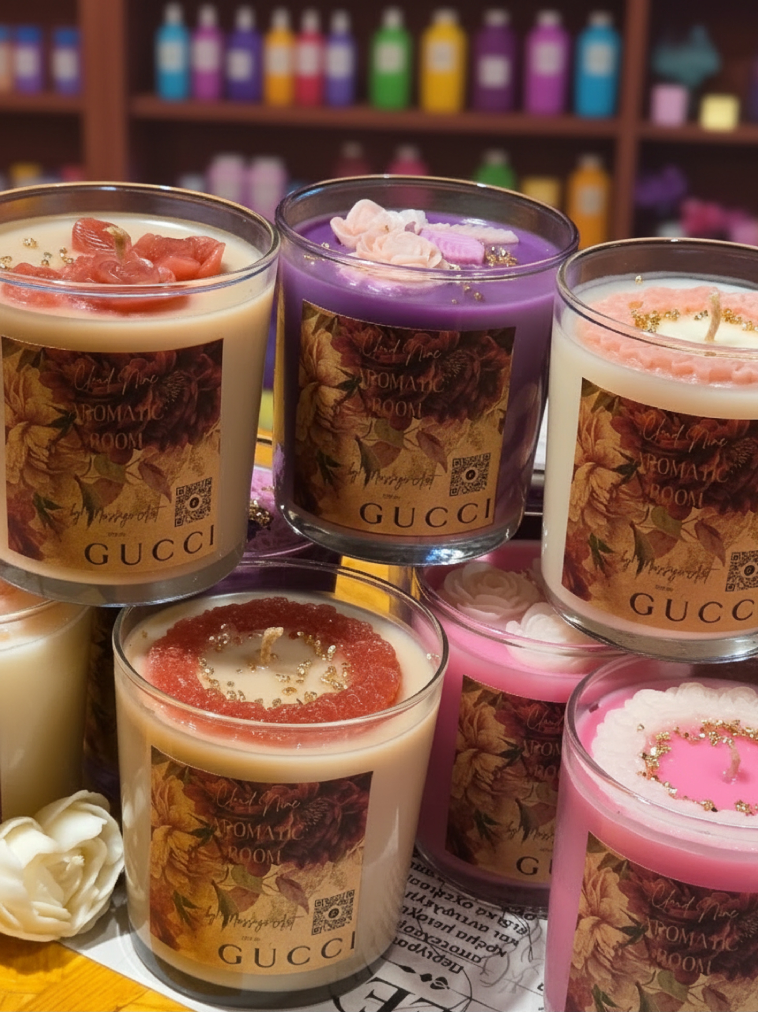 Handcrafted massage candle: Cloud Nine: Gucci Inspired Aromatic Room Candle
