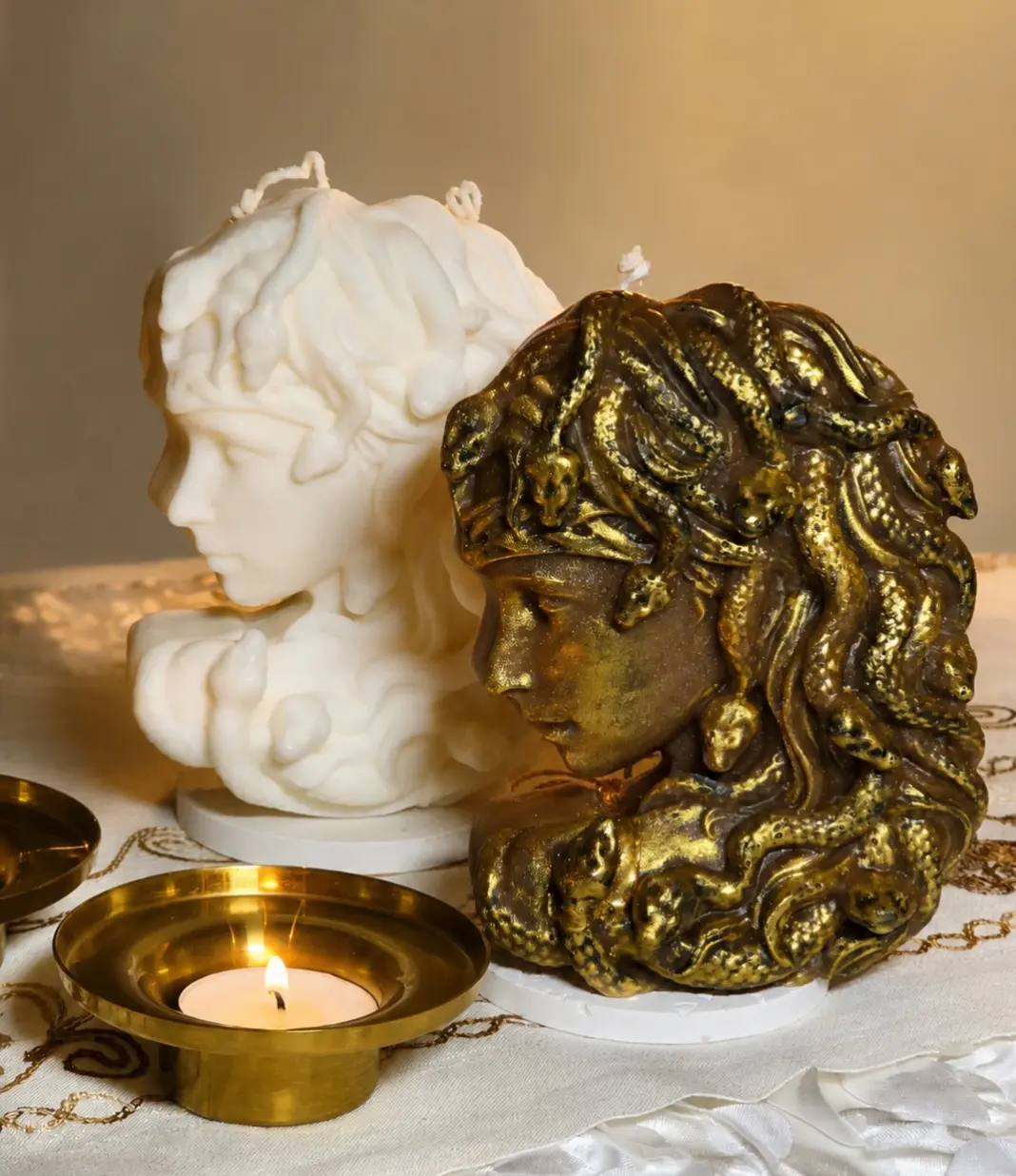 Handcrafted massage candle: Gorgoneion: The Living Amulet Medusa