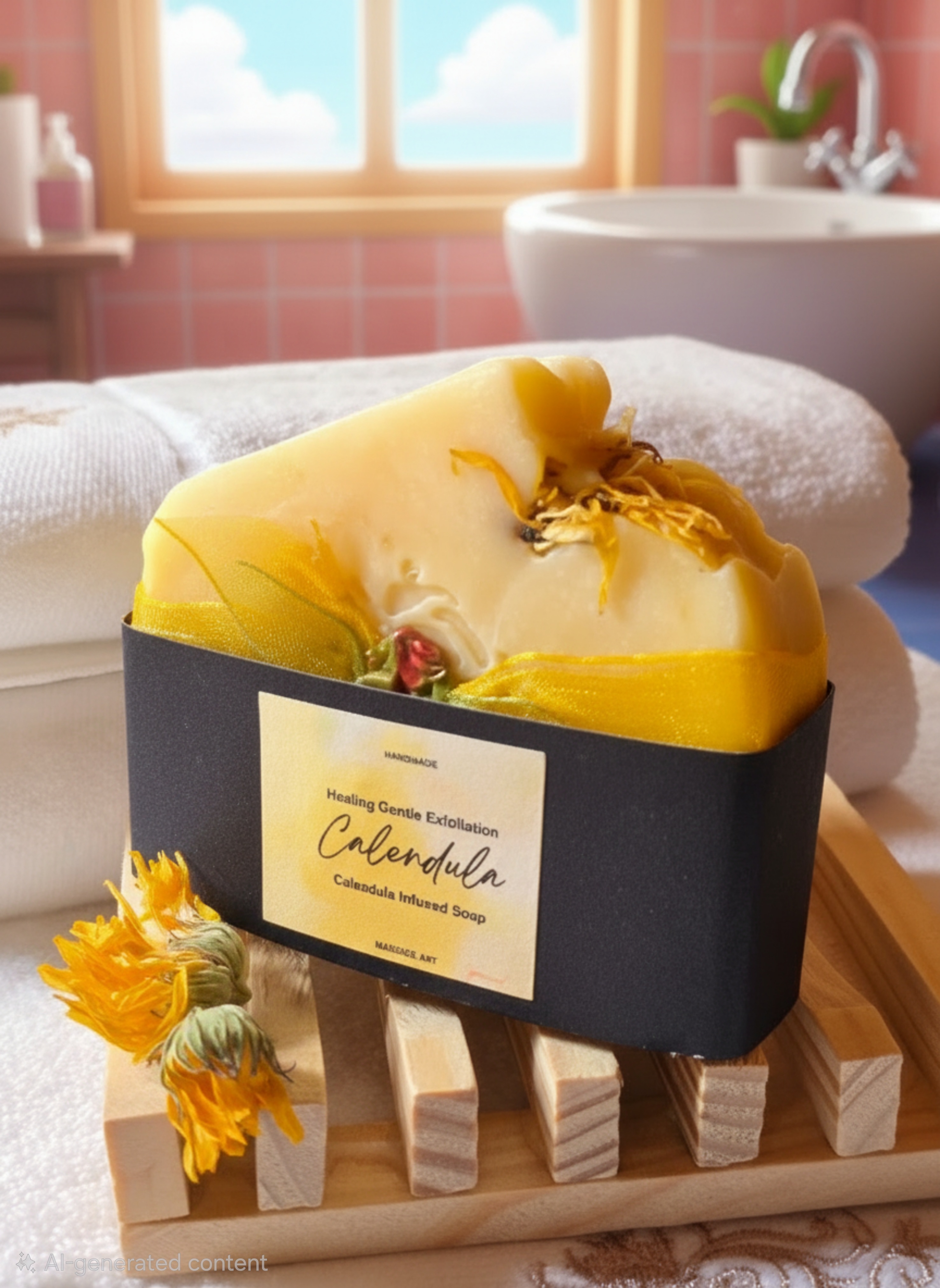 Handcrafted soap: The Sunlit Alchemist: Calendula & Olive Oil Ritual
