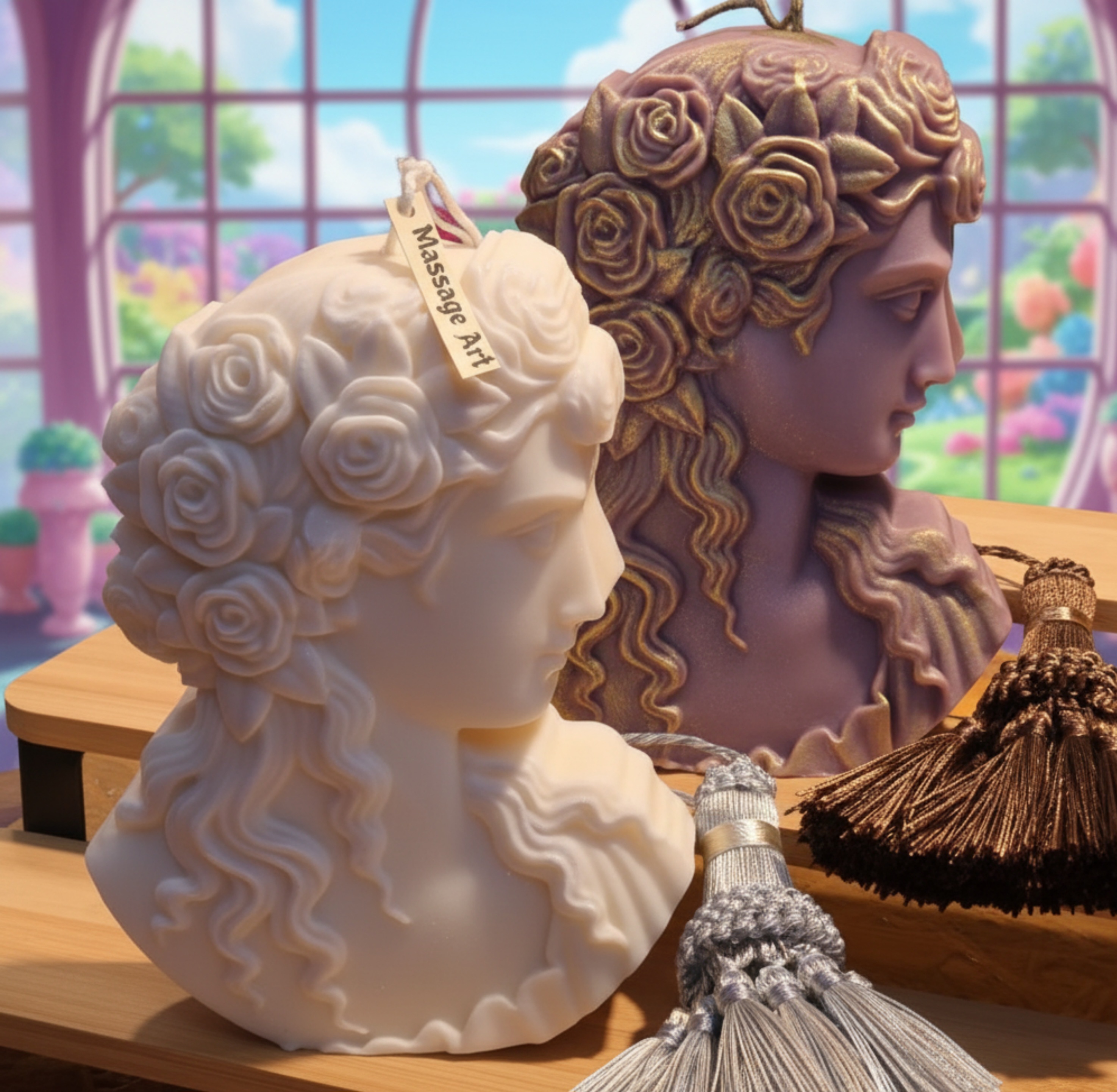 Handcrafted massage candle: The Antiquity Empress: Fresh Air Goddess of Blooms