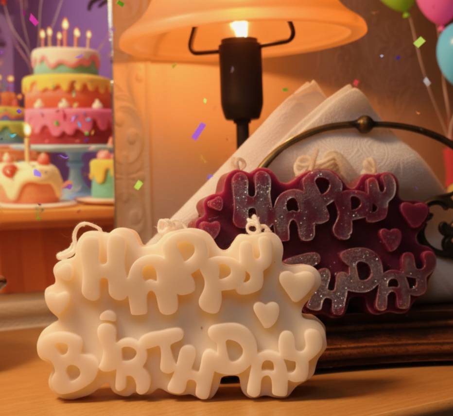 Handcrafted massage candle: The Celebration Spell: Happy Birthday Fruit & Glitter Candle