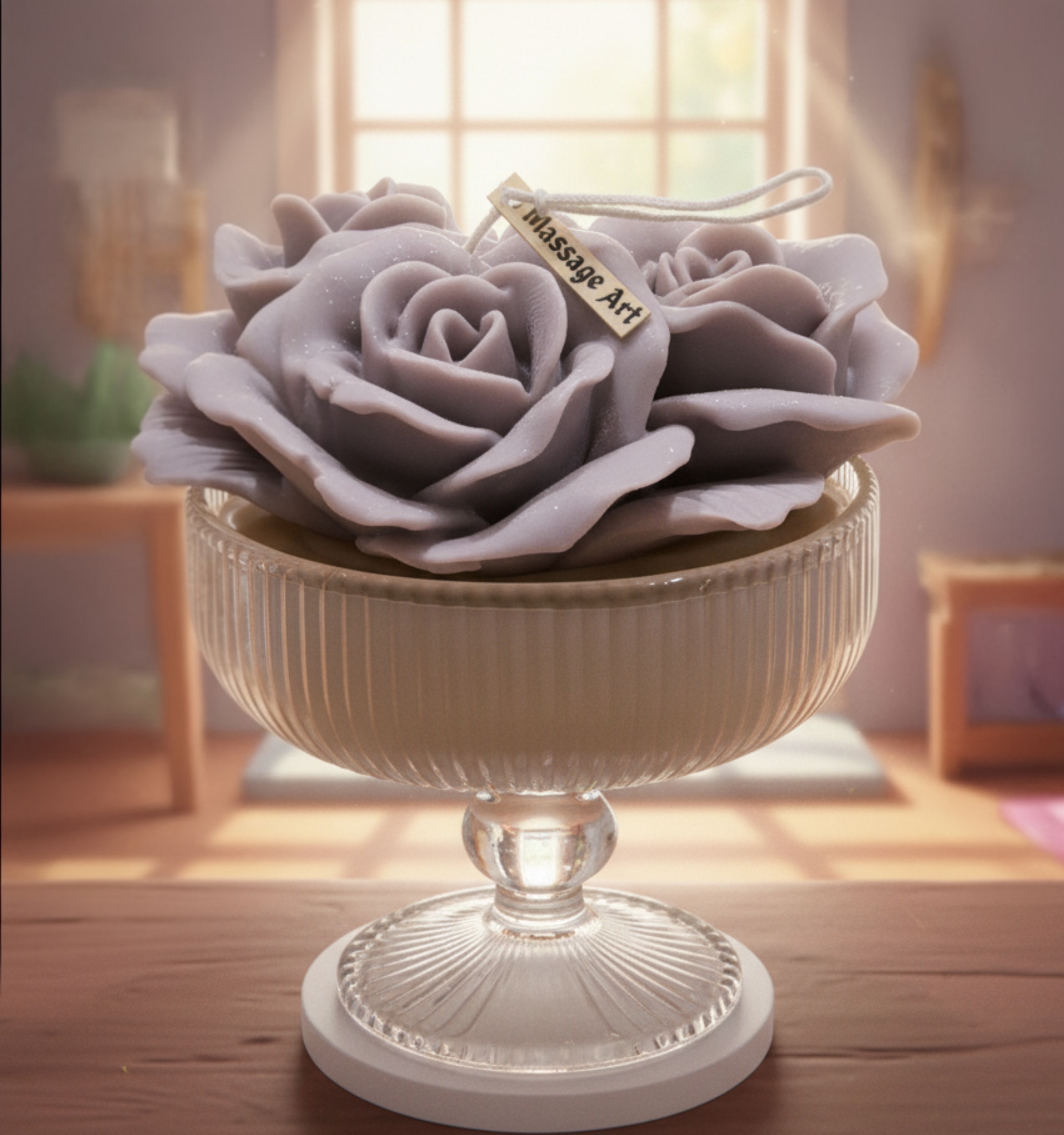 Handcrafted massage candle: The Frozen Rose: Symphony of Fresh Air