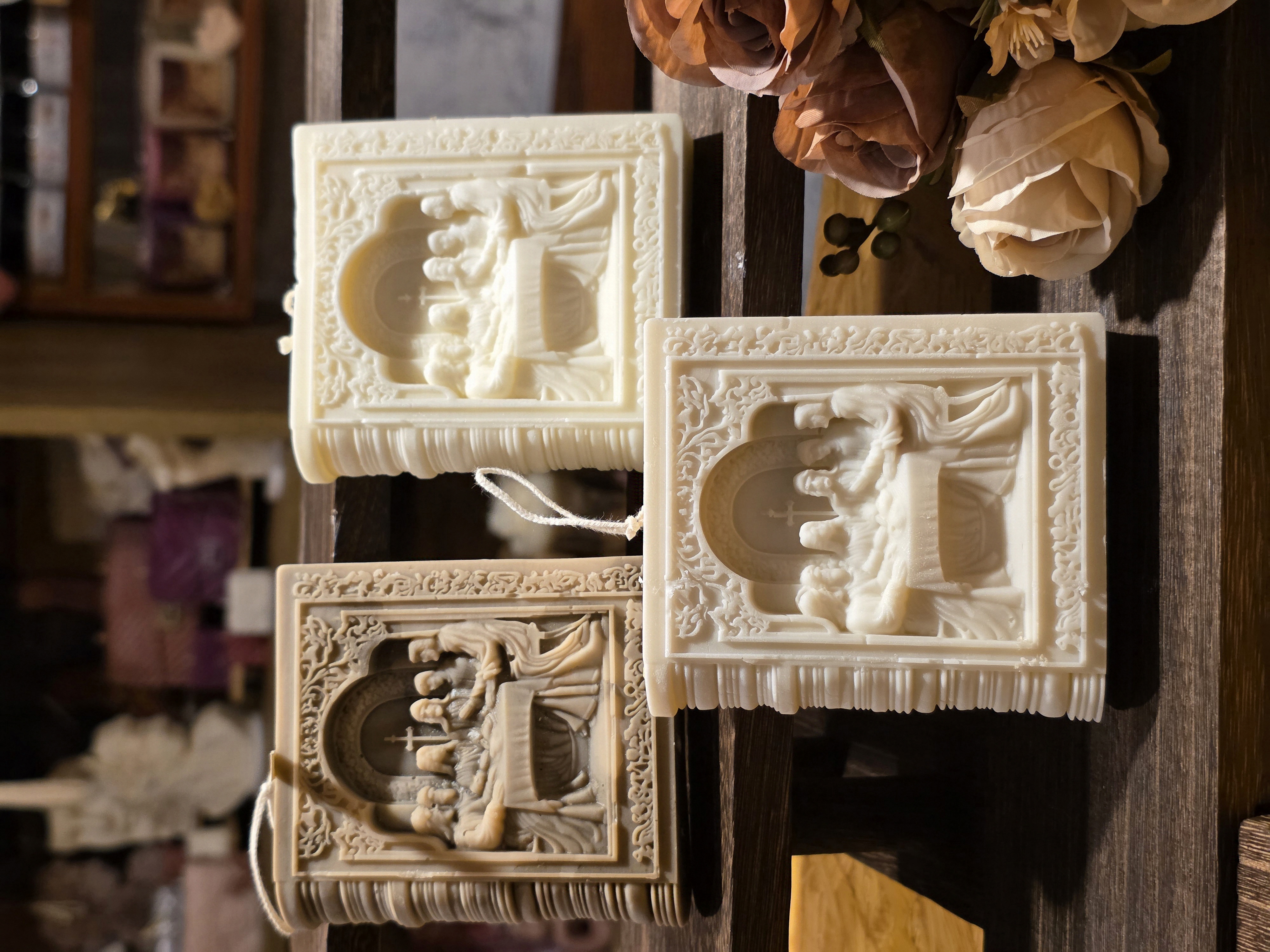 Handcrafted massage candle: "The Last Supper" Biblical Icon Book Soy-Blend Candle