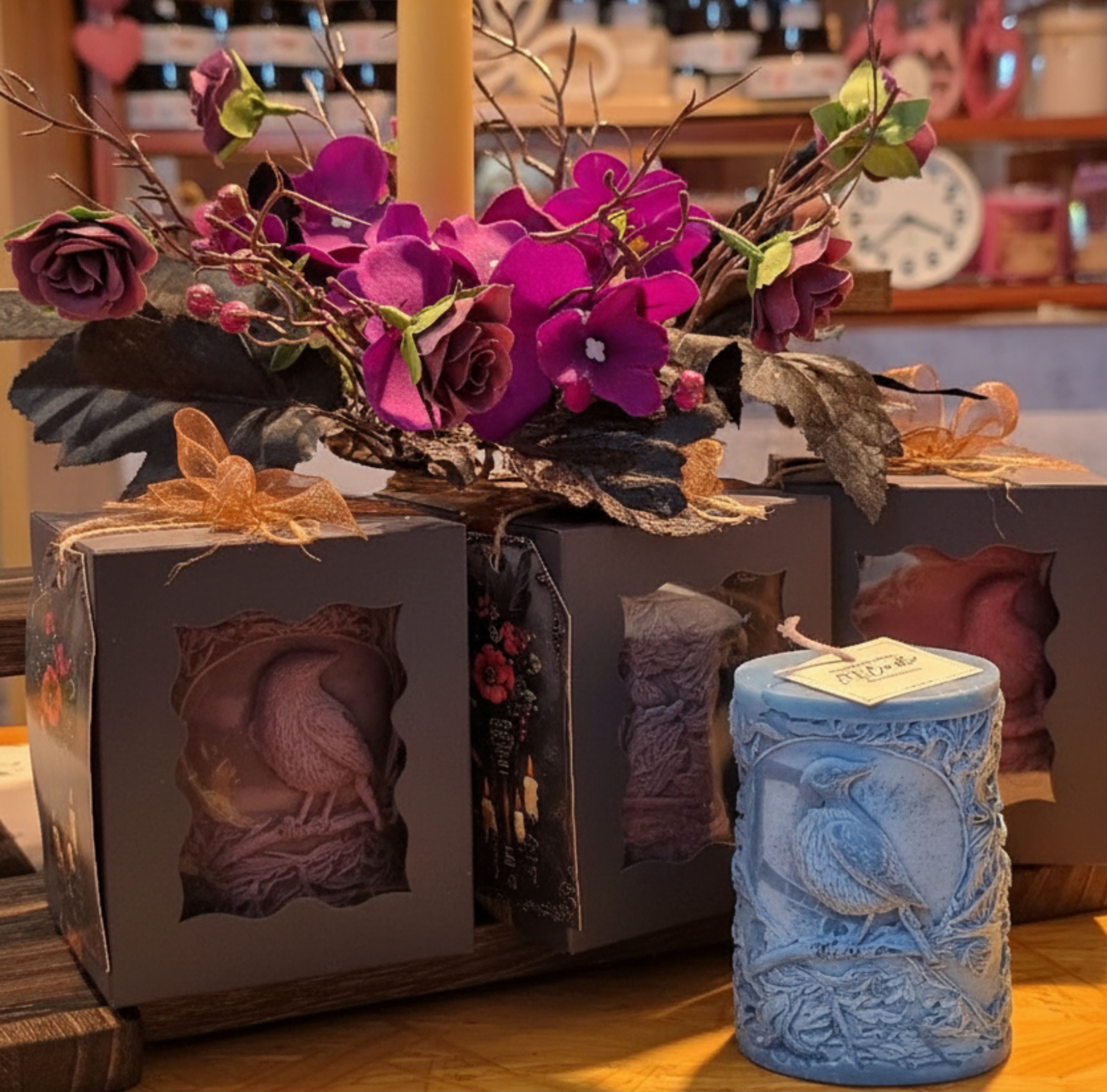 Handcrafted massage candle: "Midnight Raven" Gothic Luxury Sculptural Candle (Halloween Edition)