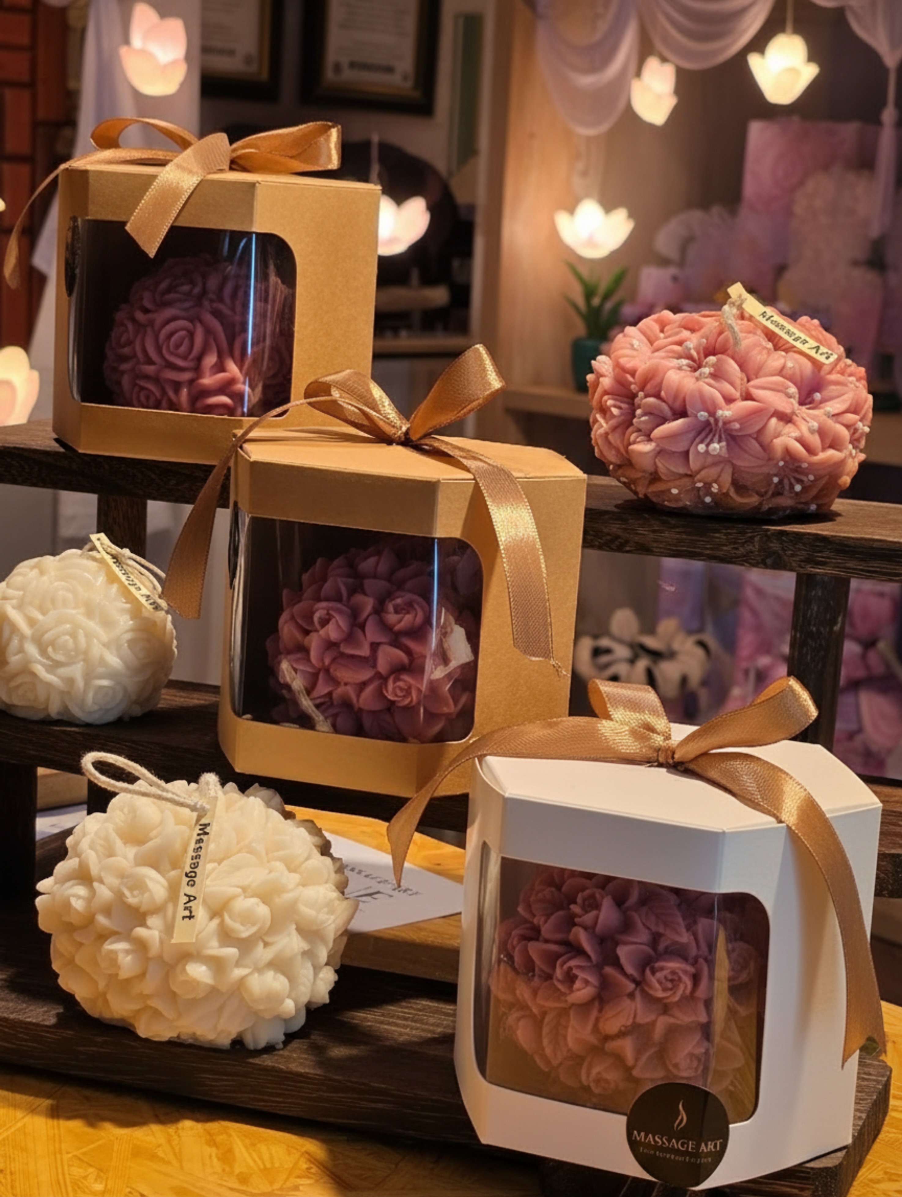 Handcrafted massage candle: "Blooming Bouquet" Luxury Floral Soy-Blend Candle (with Gift Box)