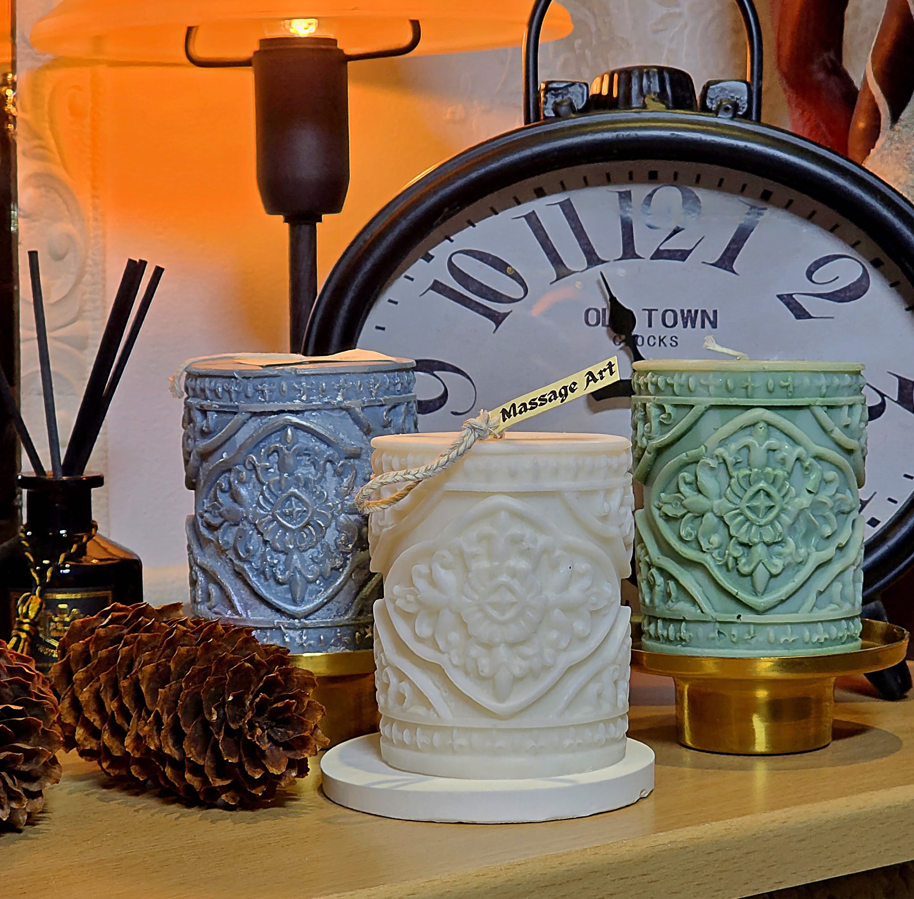 Handcrafted massage candle: The Baroque Pillar: Sunshine Palace Ritual Candle