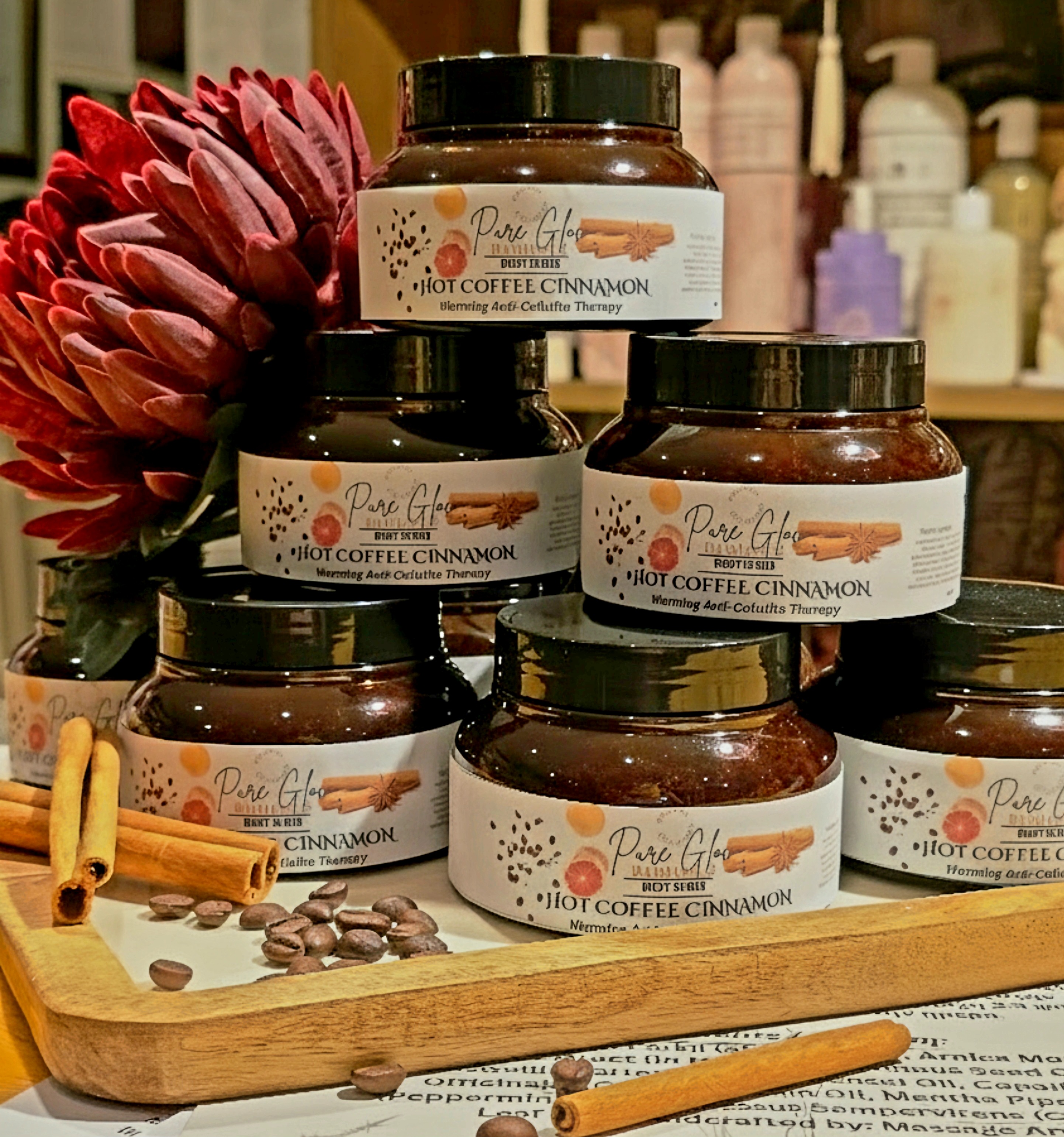 Handcrafted soap: Pure Glow: Hot Coffee Cinnamon (Warming Anti-Cellulite Therapy)
