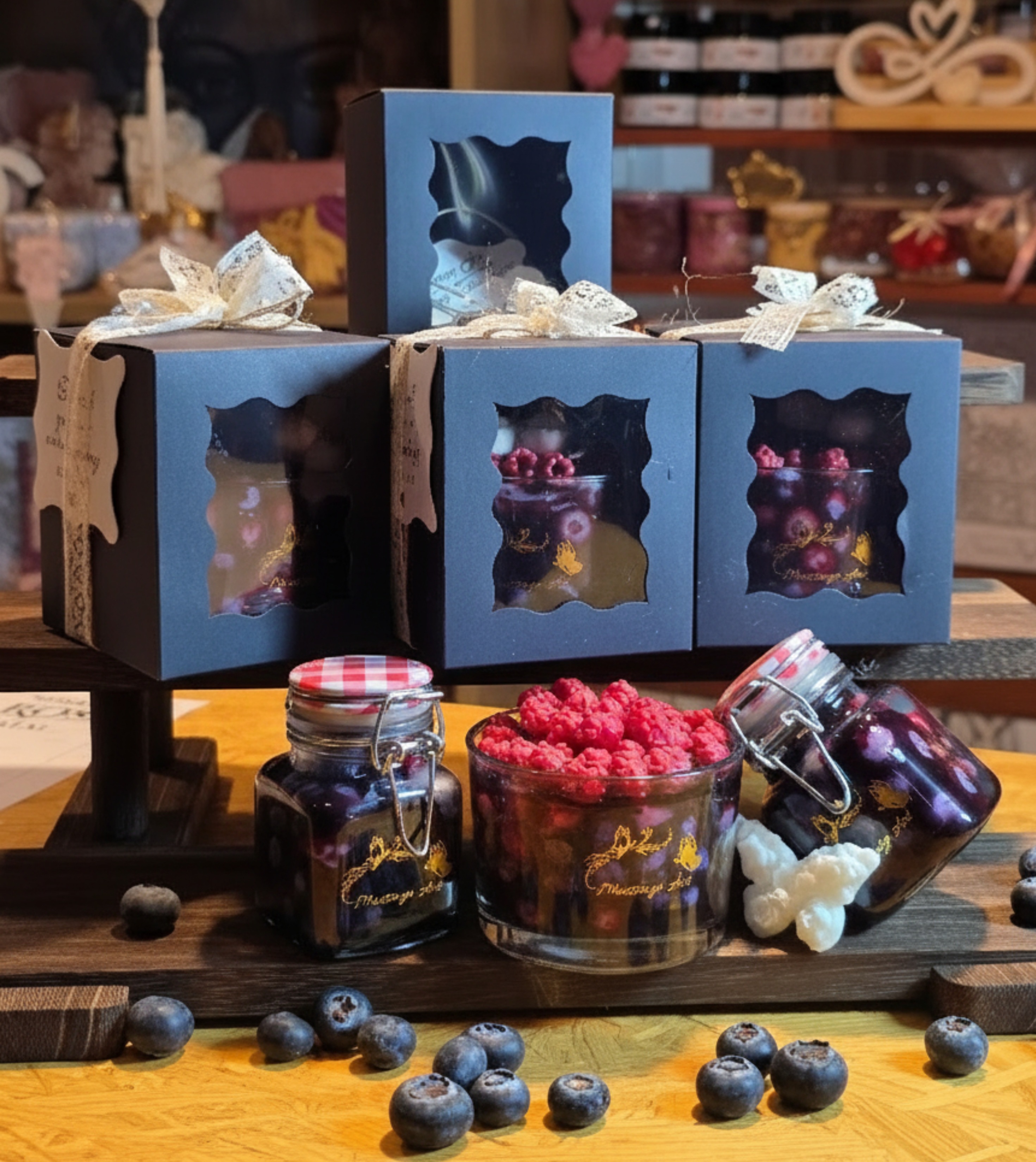 Handcrafted massage candle: Wild Blueberry Parfait Soy Candle